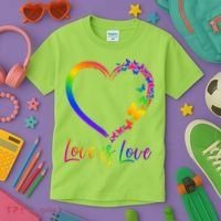 Love Is Love Rainbow Butterfly Heart Kids T-Shirt thumb 3