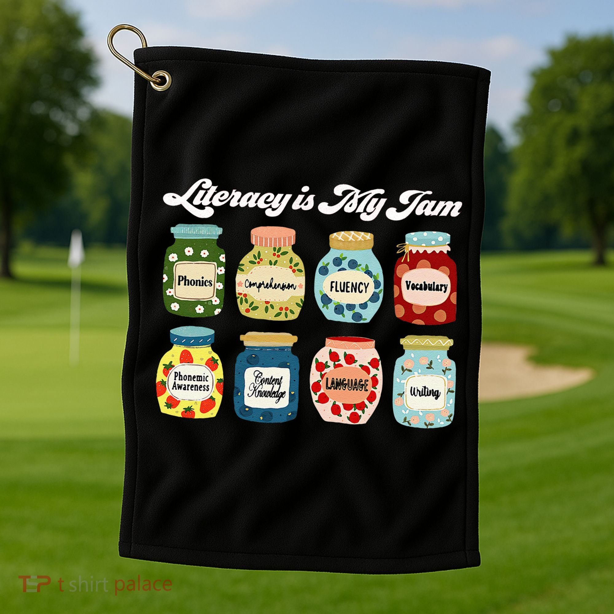 Literacy Is My Jam Specialist English Coach, Reading Teacher Appreciation Gift Golf Towel