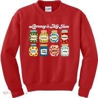 Literacy Is My Jam Specialist English Coach, Reading Teacher Appreciation Gift Kids Sweatshirt thumb 0