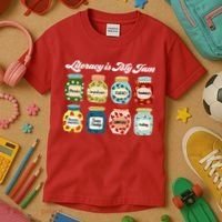 Literacy Is My Jam Specialist English Coach, Reading Teacher Appreciation Gift Kids T-Shirt thumb 3