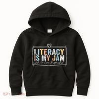 Literacy Is My Jam And Im Here To Spread It Kids Hoodie thumb 0