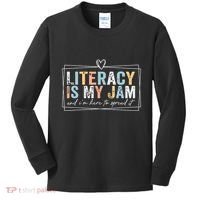 Literacy Is My Jam And Im Here To Spread It Kids Long Sleeve Shirt thumb 0