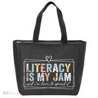 Literacy Is My Jam And Im Here To Spread It Tote Bag thumb 0