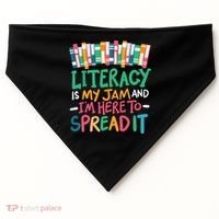 Literacy Is My Jam And Im Here To Spread It USA-Made Doggie Bandana thumb 0