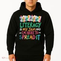 Literacy Is My Jam And Im Here To Spread It Hoodie thumb 2