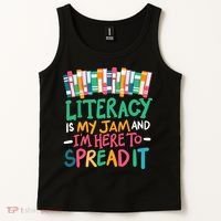 Literacy Is My Jam And Im Here To Spread It Tank Top thumb 2
