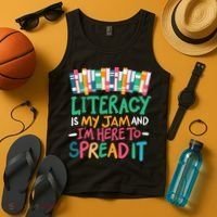 Literacy Is My Jam And Im Here To Spread It Tank Top thumb 4