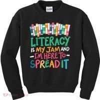 Literacy Is My Jam And Im Here To Spread It Kids Sweatshirt thumb 0