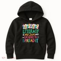 Literacy Is My Jam And Im Here To Spread It Kids Hoodie thumb 0