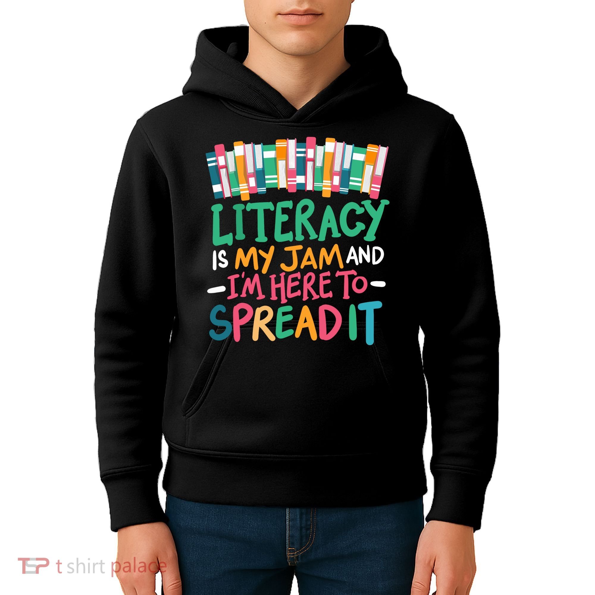 Literacy Is My Jam And Im Here To Spread It Kids Hoodie