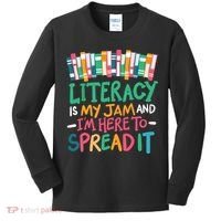 Literacy Is My Jam And Im Here To Spread It Kids Long Sleeve Shirt thumb 0