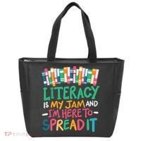 Literacy Is My Jam And Im Here To Spread It Tote Bag thumb 0