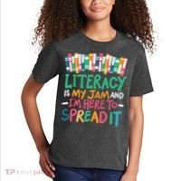 Literacy Is My Jam And Im Here To Spread It Kids T-Shirt thumb 2