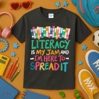 Literacy Is My Jam And Im Here To Spread It Kids T-Shirt thumb 3