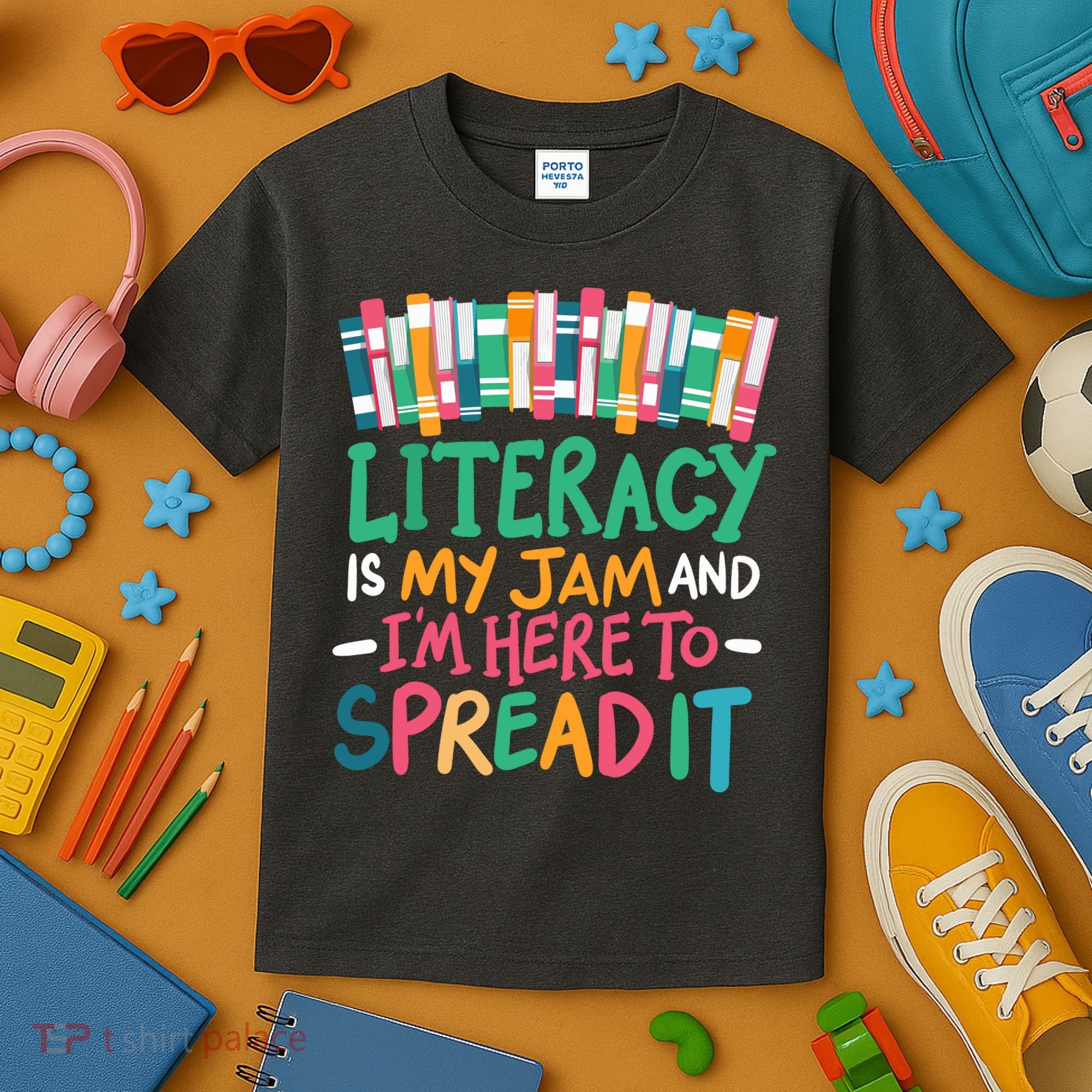 Literacy Is My Jam And Im Here To Spread It Kids T-Shirt