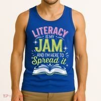 Literacy Is My Jam And Im Here To Spread It Tank Top thumb 3