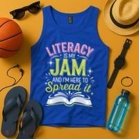 Literacy Is My Jam And Im Here To Spread It Tank Top thumb 4