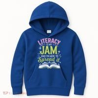 Literacy Is My Jam And Im Here To Spread It Kids Hoodie thumb 0