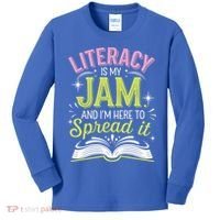 Literacy Is My Jam And Im Here To Spread It Kids Long Sleeve Shirt thumb 0