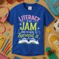 Literacy Is My Jam And Im Here To Spread It Kids T-Shirt thumb 3