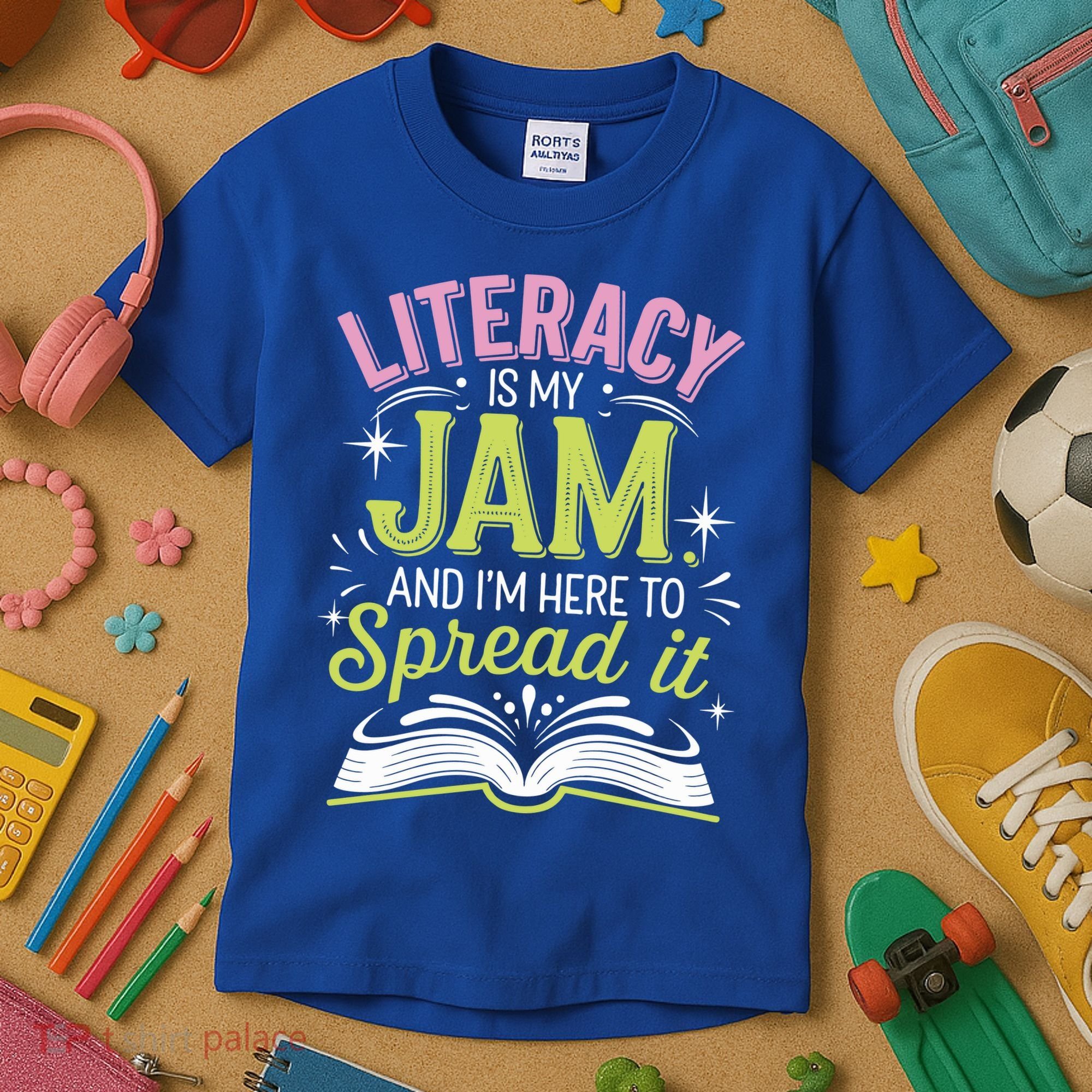 Literacy Is My Jam And Im Here To Spread It Kids T-Shirt