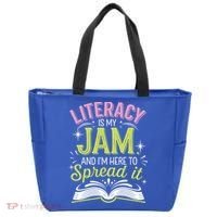 Literacy Is My Jam And Im Here To Spread It Tote Bag thumb 0
