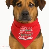 Literacy Is My Jam And Im Here To Spread It USA-Made Doggie Bandana thumb 1