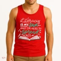 Literacy Is My Jam And Im Here To Spread It Tank Top thumb 3