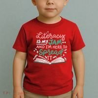 Literacy Is My Jam And Im Here To Spread It Toddler T-Shirt thumb 2