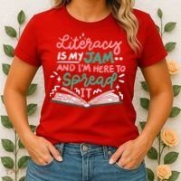 Literacy Is My Jam And Im Here To Spread It Women's T-Shirt thumb 2