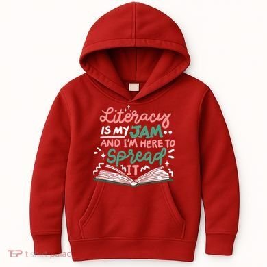 Literacy Is My Jam And Im Here To Spread It Kids Hoodie