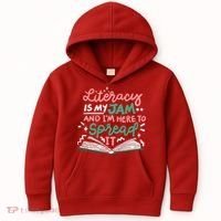 Literacy Is My Jam And Im Here To Spread It Kids Hoodie thumb 0