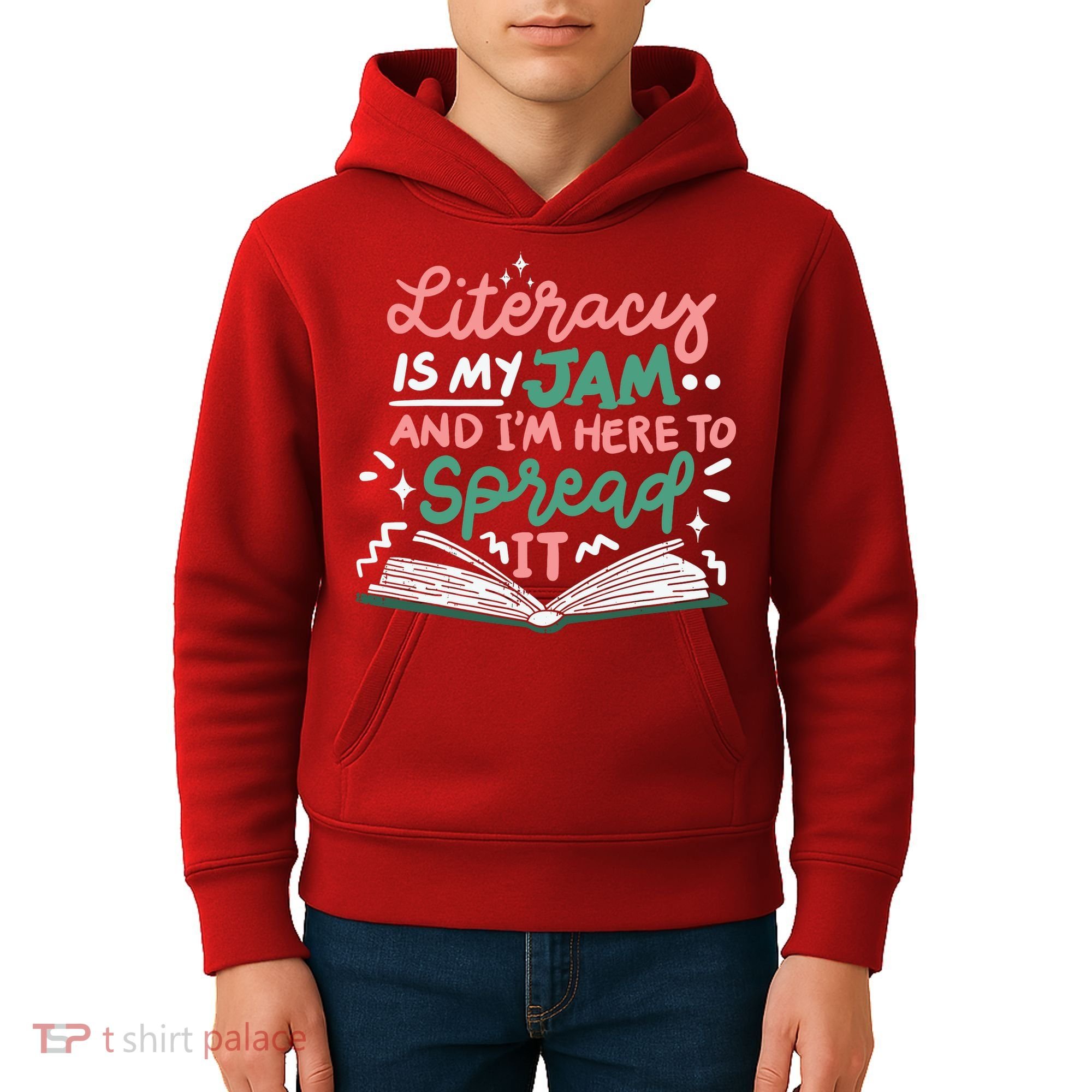Literacy Is My Jam And Im Here To Spread It Kids Hoodie