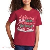 Literacy Is My Jam And Im Here To Spread It Kids T-Shirt thumb 2