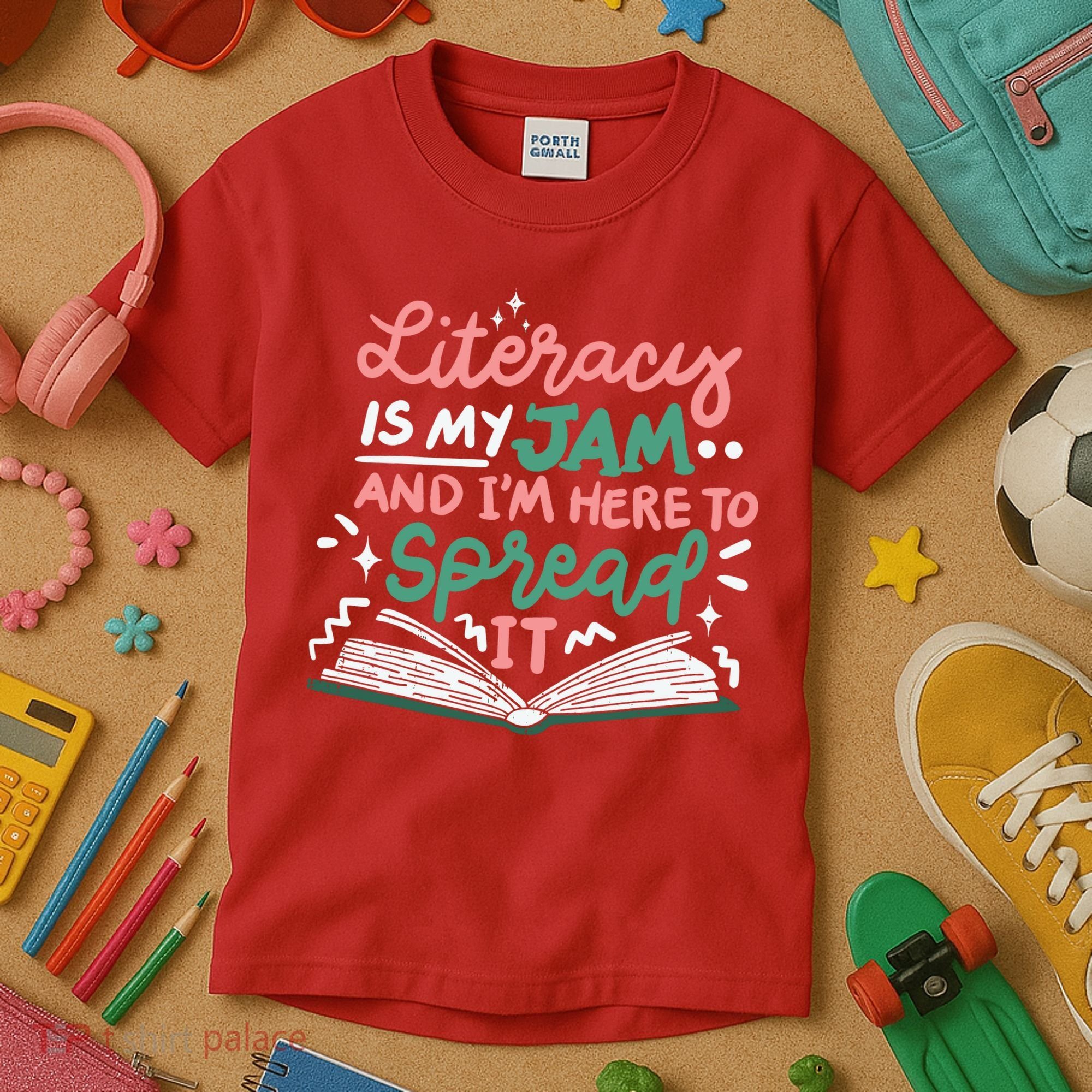 Literacy Is My Jam And Im Here To Spread It Kids T-Shirt