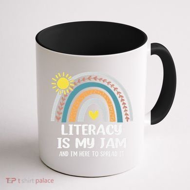 Literacy Is My Jam Literacy Teacher Reading Interventionist Coffee Mug back