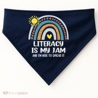 Literacy Is My Jam Literacy Teacher Reading Interventionist USA-Made Doggie Bandana thumb 0