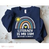 Literacy Is My Jam Literacy Teacher Reading Interventionist Sweatshirt thumb 2