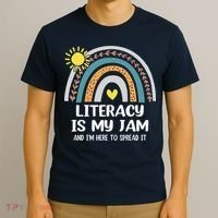 Literacy Is My Jam Literacy Teacher Reading Interventionist T-Shirt thumb 3
