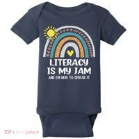 Literacy Is My Jam Literacy Teacher Reading Interventionist Baby Bodysuit thumb 0