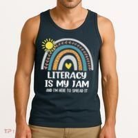 Literacy Is My Jam Literacy Teacher Reading Interventionist Tank Top thumb 3