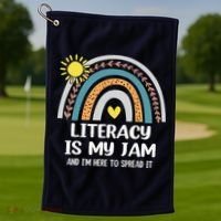Literacy Is My Jam Literacy Teacher Reading Interventionist Golf Towel thumb 1