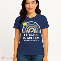 Literacy Is My Jam Literacy Teacher Reading Interventionist Women's T-Shirt thumb 4