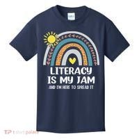 Literacy Is My Jam Literacy Teacher Reading Interventionist Kids T-Shirt thumb 0