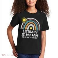 Literacy Is My Jam Literacy Teacher Reading Interventionist Kids T-Shirt thumb 2