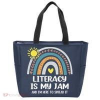 Literacy Is My Jam Literacy Teacher Reading Interventionist Tote Bag thumb 0