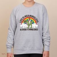 Life Is Meaningless And Everything Dies Jesus Riding Dinosaur Women's Sweatshirt thumb 0