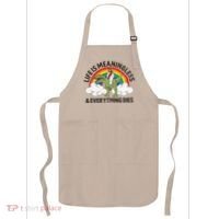 Life Is Meaningless And Everything Dies Jesus Riding Dinosaur Apron thumb 0