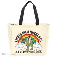 Life Is Meaningless And Everything Dies Jesus Riding Dinosaur Tote Bag thumb 0