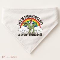 Life Is Meaningless And Everything Dies Jesus Riding Dinosaur USA-Made Doggie Bandana thumb 0